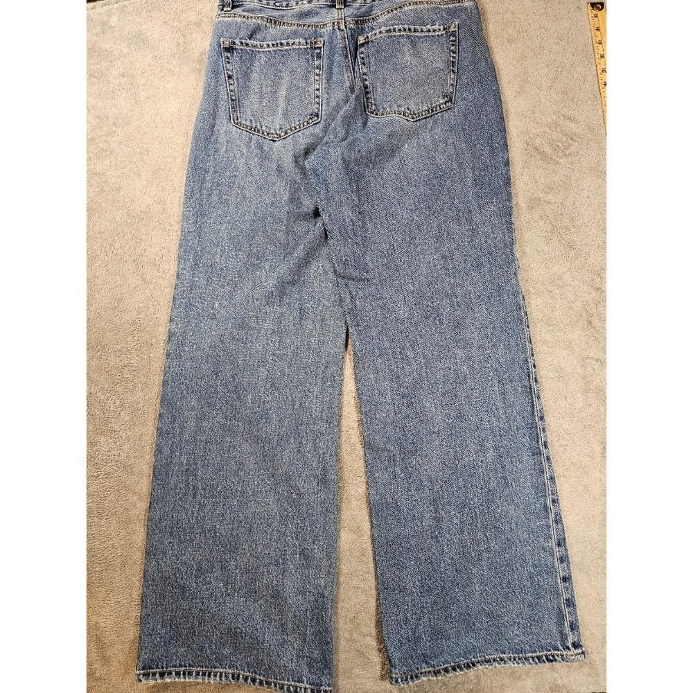 Stradivarius Womens High Waisted Wide Leg Jeans Blue‎ Medium Wash 10 baggy y2k